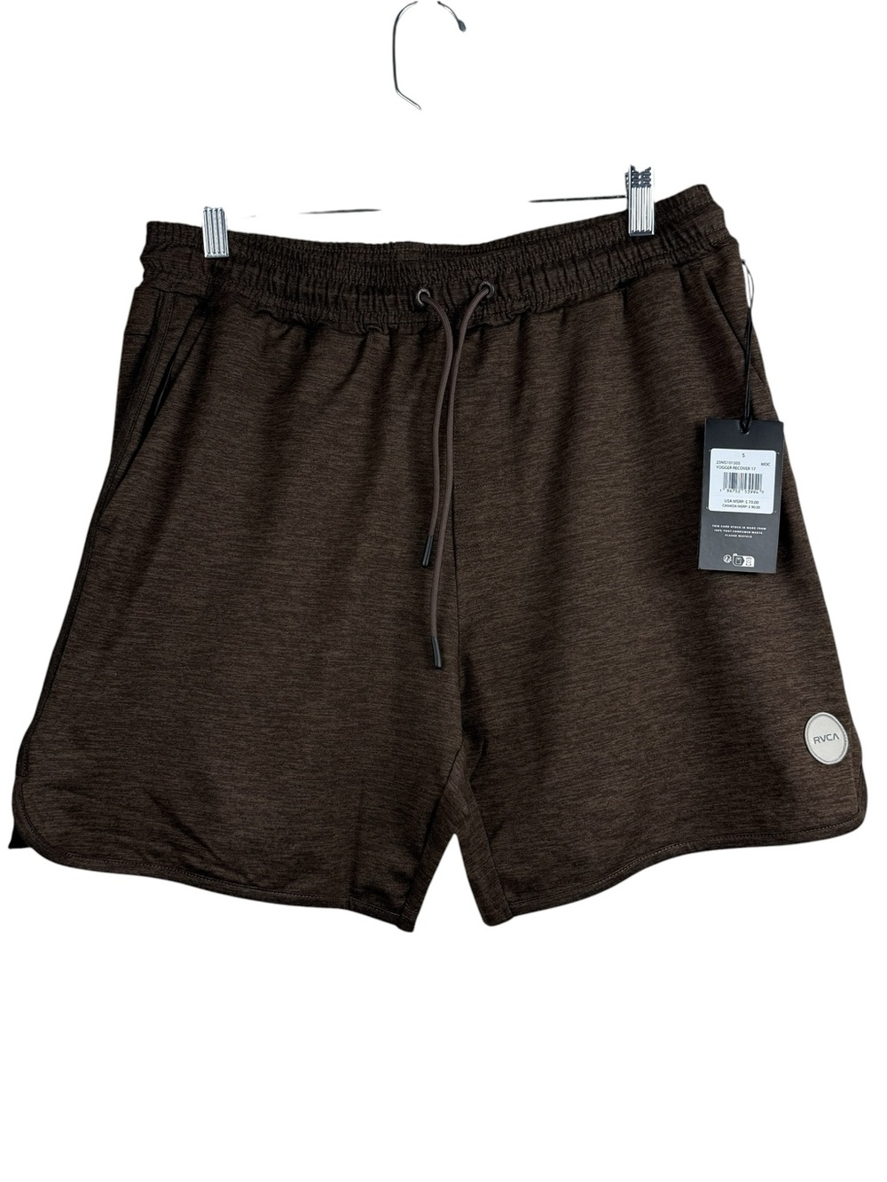 RVCA Yogger Recover 17 Brown Stretch Shorts NWT MSRP $70 Men’s Size S